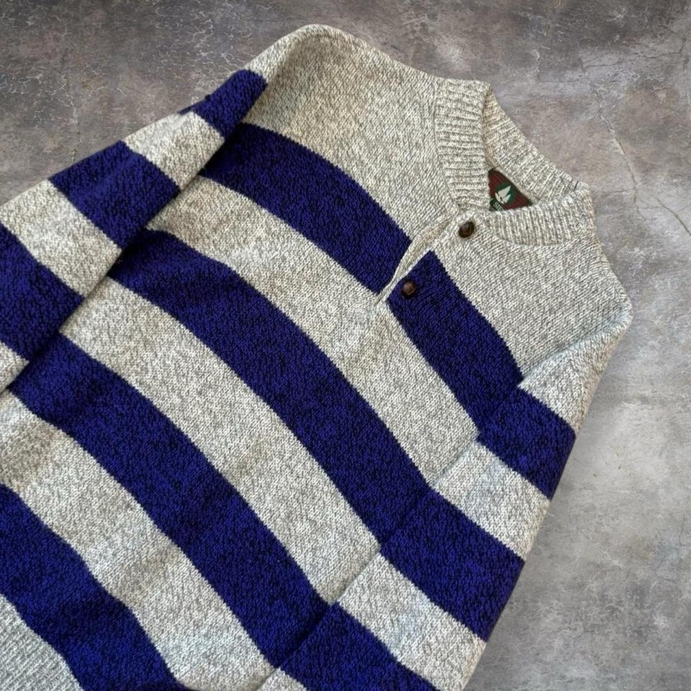 Vintage High Sierra Mervyns Striped Knit Henley Sweatshirt Men's Large 80s 90s